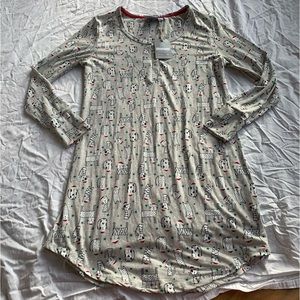 BNWT Winter Wonderland Christmas Santa Kitty Cat PJ Long Sleeve Nightie Dress